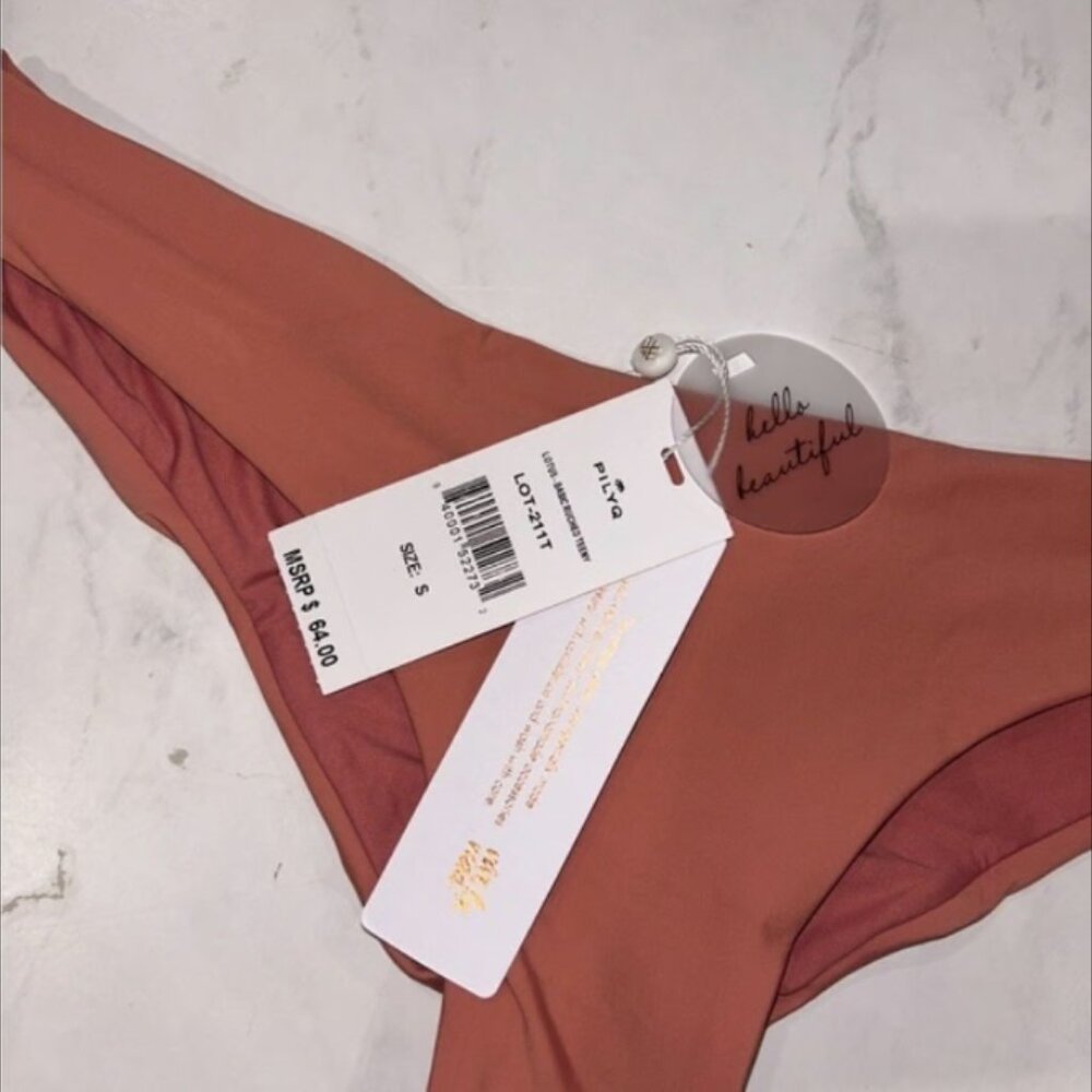 Pilyq Lotus Basic Ruched Teeny Bikini Bottoms PQ swim cheeky small New NWT - Picture 4 of 6